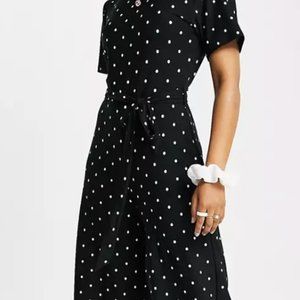 Wednesday's Girl relaxed belted jumpsuit with wide leg in polka dot (XS)